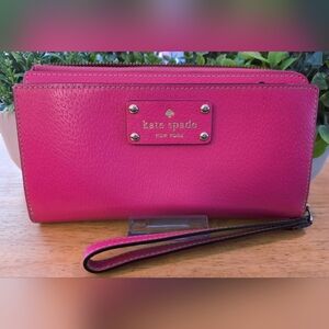KATE ♠︎ SPADE Layton Wellesley Wristlet Clutch Wallet Pink Leather WLRU1779
